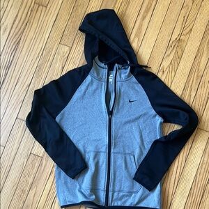Nike Therma - Small Fit Gray and Black Zip-Up Hoodie